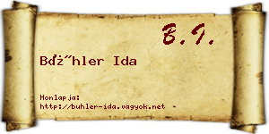 Bühler Ida névjegykártya